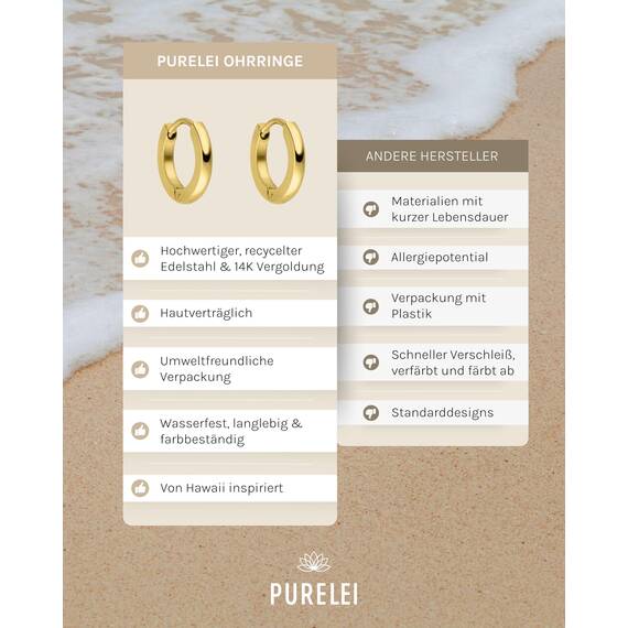 Purelei Ike Ohrringe (Gold) – Damenohrringe aus langlebigem Edelstahl – Wasserfeste Ohrringe Damen – 1,4 cm Durchmesser – Modeschmuck für deinen individuellen Look
