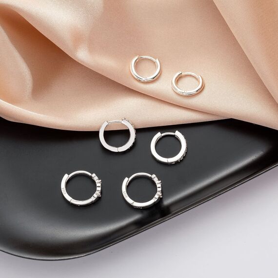 Creolen aus Sterling-Silber 925, klein, 3 Paar, Creolen, hypoallergen, für Frauen, Mädchen, Schmuck, Geschenk, 8 mm/10 mm/12 mm PABBEU, Zirkonia Diamant