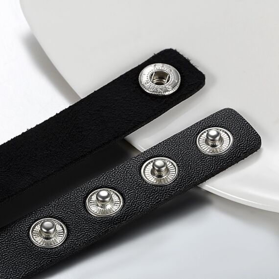 JewelryWe Schmuck Punk Herz Choker Halsband Gothic Leder Halsreif Erstellbare Kragen Halskette Collier Kette schwarz Damen