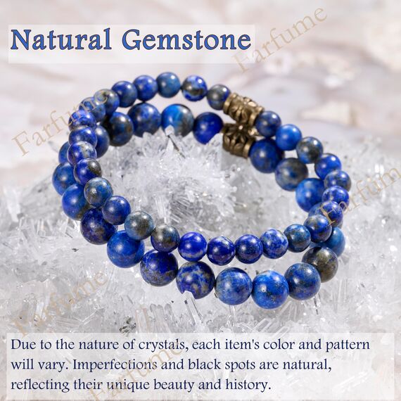 Farfume Chakra Armbänder für Frauen - Kristalle Armband Frauen Natürliche Edelsteine Yoga Reiki - Ein Satz von Doppel-Armbänder（Lapislazuli & Lebensbaum（Groß）