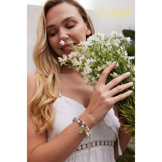 Farfume Chakra Armbänder für Frauen - Kristalle Armband Frauen natürliche Edelsteine Yoga Reiki - ein Satz von Doppel-Armbänder(Rose und Baum des Lebens(Mittel)