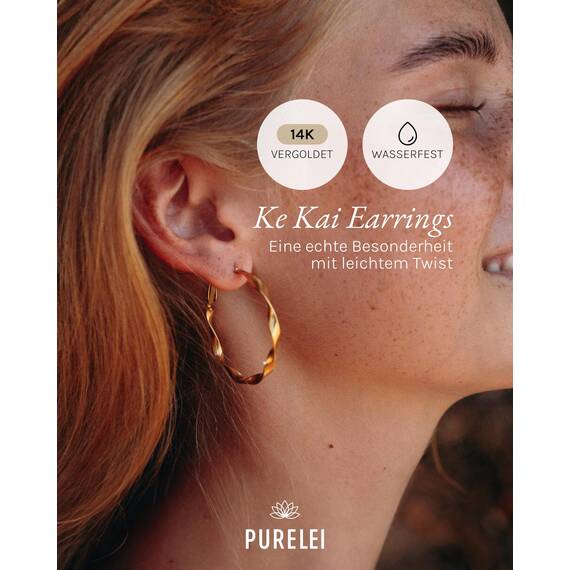 Purelei Ke Kai Ohrringe (Gold) – Damenohrringe aus langlebigem Edelstahl (14K vergoldet) – Wasserfeste Ohrringe Damen – 4,2 cm Durchmesser – Modeschmuck für deinen individuellen Look