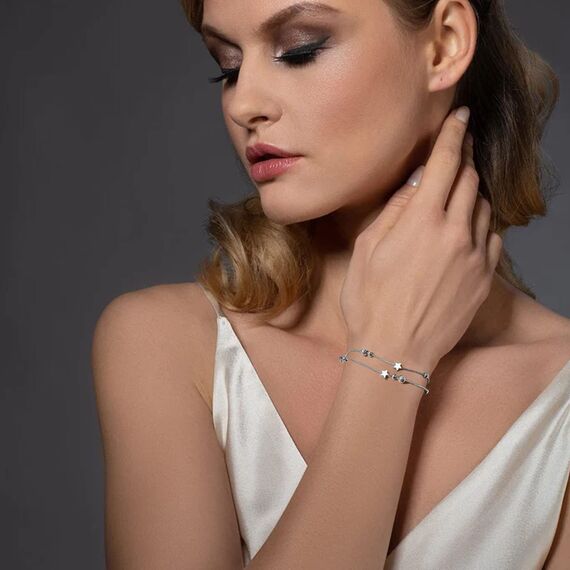 GUROTD Silber Armband für Frauen - 925 Sterling Silber Stern mit Cubic Zirkonia - Verstellbares Damen Armband für Teenager & Mädchen - Geschenk für Sie