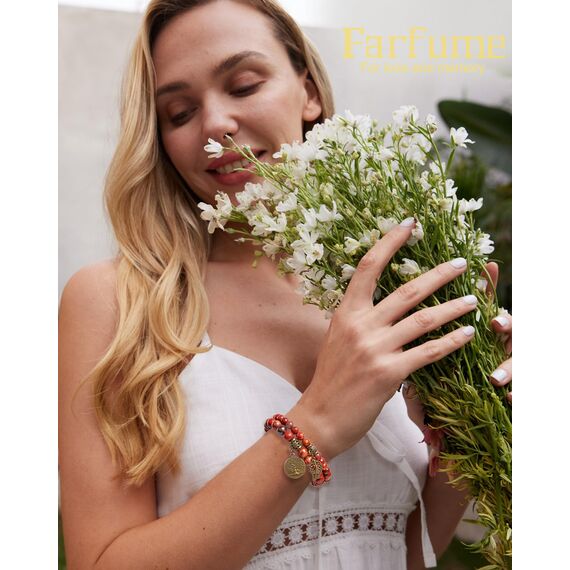 Farfume Chakra Armbänder für Frauen - Kristalle Armband Frauen natürliche Edelsteine Yoga Reiki - ein Satz von Doppel-Armbänder(Rot und Baum des Lebens(Klein)