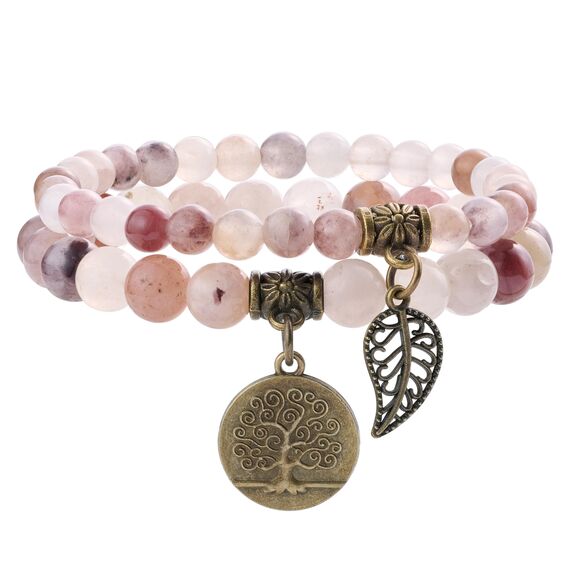 Farfume Chakra Armbänder für Frauen - Kristalle Armband Frauen natürliche Edelsteine Yoga Reiki- Ein Satz von Doppel-Armbänder(Violetter Stein(Mittel))