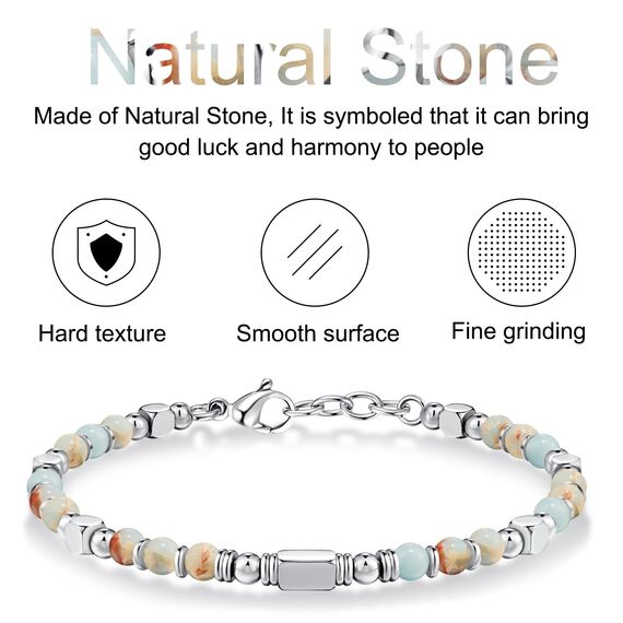 SIUMAL Boho Armband Damen, Natürliches Steine Armbänder für Frauen Party Weihnachten Geburtstag Jubiläum Abschluss Valentinstag Muttertag