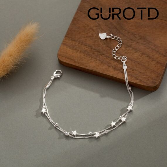 GUROTD Silber Armband für Frauen - 925 Sterling Silber Stern mit Cubic Zirkonia - Verstellbares Damen Armband für Teenager & Mädchen - Geschenk für Sie