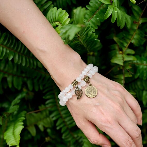 Farfume Chakra Armbänder für Frauen - Kristalle Armband Frauen natürliche Edelsteine Yoga Reiki- Ein Satz von Doppel-Armbänder(Klarer Quarz(Mittel))