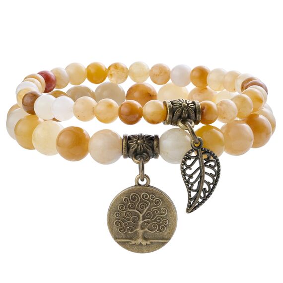 Farfume Chakra Armbänder für Frauen - Kristalle Armband Frauen natürliche Edelsteine Yoga Reiki- Ein Satz von Doppel-Armbänder(Topas(Mittel))