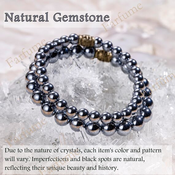 Farfume Chakra Armbänder für Frauen - Kristalle Armband Frauen natürliche Edelsteine Yoga Reiki - Ein Satz von Doppel-Armbänder（Terahertz-Stein & Lebensbaum（Mittel）