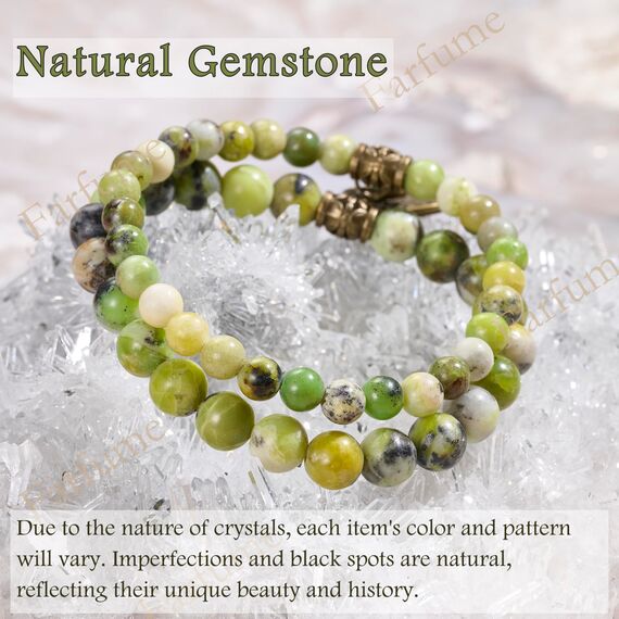 Farfume Chakra Armbänder für Frauen - Kristalle Armband Frauen natürliche Edelsteine Yoga Reiki - Ein Set von Doppel-Armbänder（Serpentin & Lebensbaum（Mittel）