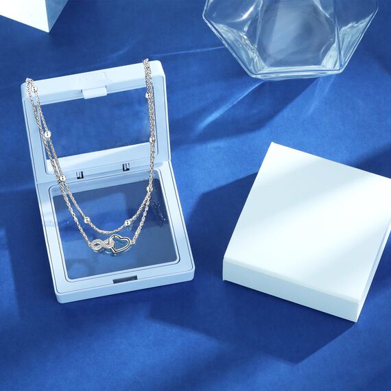 Jbniuay Fußkettchen für Damen 925 Sterling Silber - Infinity Herz Fußkette - Damen Fußkettchen - Fußkette Verstellbare 23+5cm - Geschenke für Frauen/Mädchen/mama/mutter (Silber)