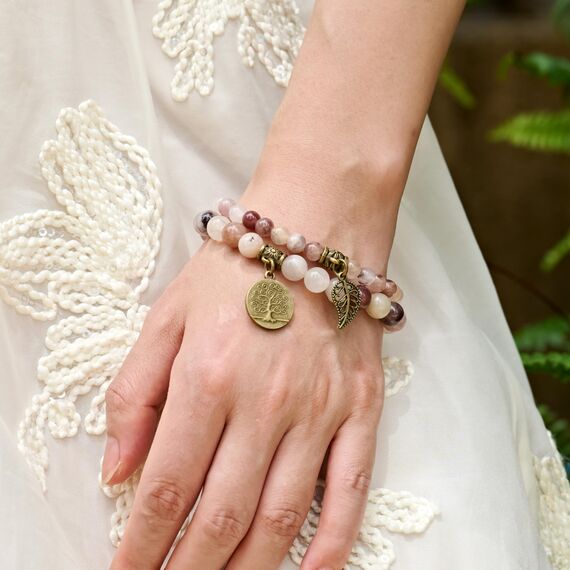 Farfume Chakra Armbänder für Frauen - Kristalle Armband Frauen natürliche Edelsteine Yoga Reiki- Ein Satz von Doppel-Armbänder(Violetter Stein(Mittel))
