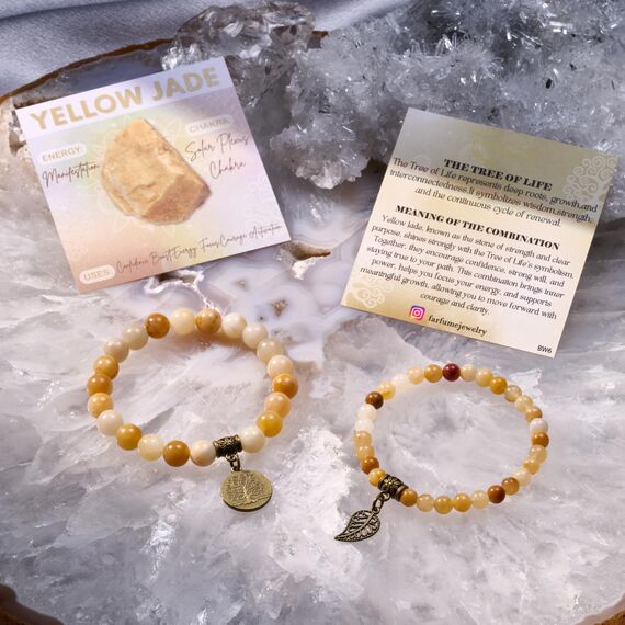 Farfume Chakra Armbänder für Frauen - Kristalle Armband Frauen natürliche Edelsteine Yoga Reiki- Ein Satz von Doppel-Armbänder(Topas(Mittel))