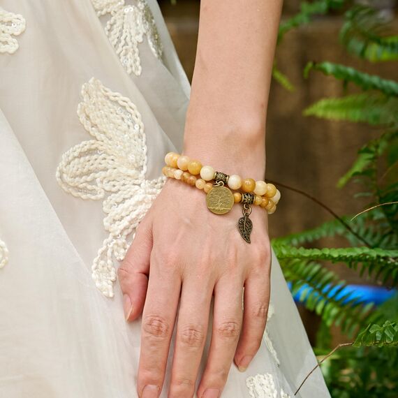 Farfume Chakra Armbänder für Frauen - Kristalle Armband Frauen natürliche Edelsteine Yoga Reiki- Ein Satz von Doppel-Armbänder(Topas(Mittel))