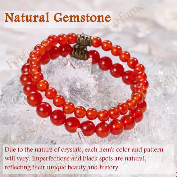 Farfume Chakra Armbänder für Frauen - Kristalle Armband Frauen Natürliche Edelsteine Yoga Reiki - Ein Satz von Doppel-Armbänder（Roter Achat & LifeTree（Mittel）