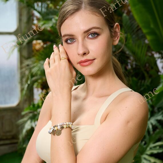 Farfume Chakra Armbänder für Frauen - Kristalle Armband Frauen natürliche Edelsteine Yoga Reiki - Ein Set von Doppel-Armbänder（Dendritischer Opal & Lebensbaum（Mittel）