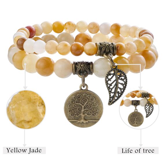 Farfume Chakra Armbänder für Frauen - Kristalle Armband Frauen natürliche Edelsteine Yoga Reiki- Ein Satz von Doppel-Armbänder(Topas(Mittel))