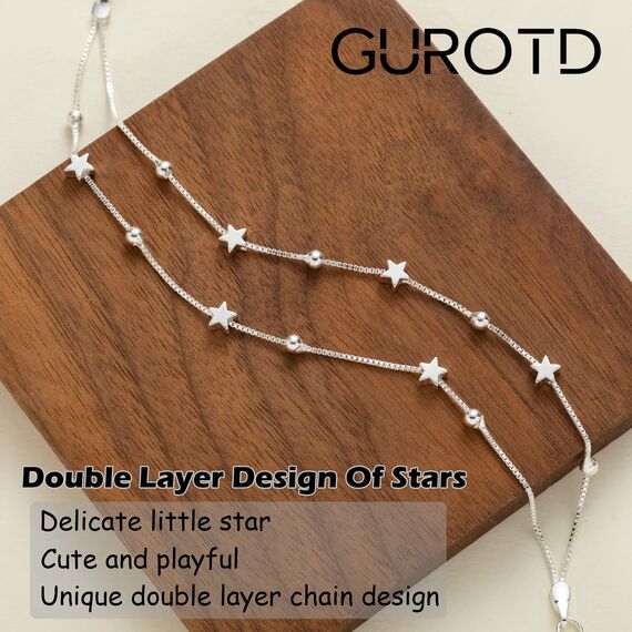GUROTD Silber Armband für Frauen - 925 Sterling Silber Stern mit Cubic Zirkonia - Verstellbares Damen Armband für Teenager & Mädchen - Geschenk für Sie