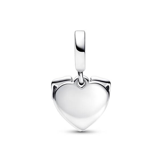 PANDORA Moments Herz & Hund Doppelter Charm-Anhänger aus Sterling Silber mit Zirkonia Moments Collection, kompatibel Moments Armbändern, 792647C01