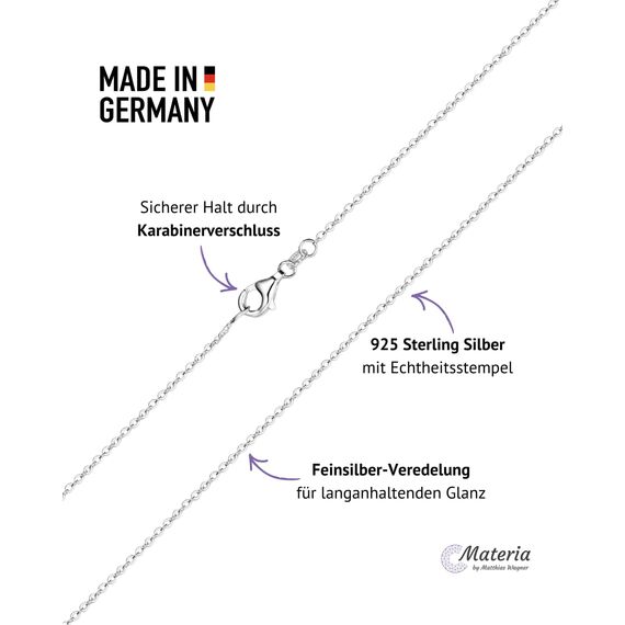 Materia Feine Ankerkette 925 Sterling Silber - 1,2mm Halskette silber in 80 cm K30-80cm