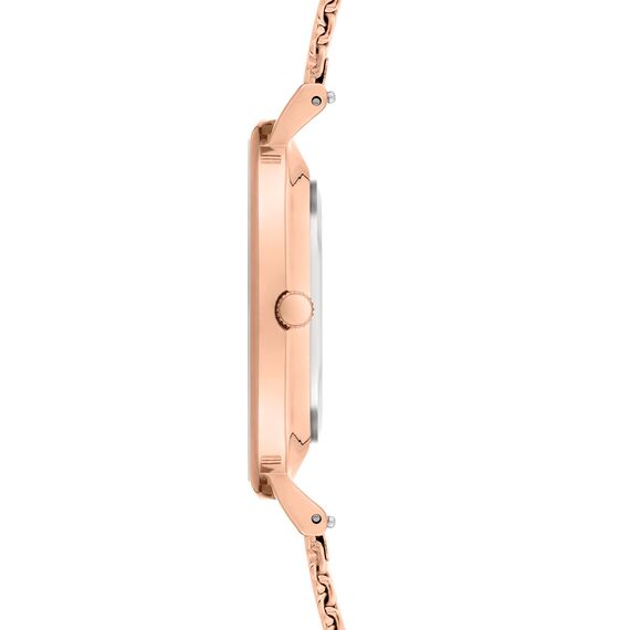 Liebeskind Berlin Damen Armbanduhr LT-0511-MQ Edelstahl in IP Roségold,Weiß am Edelstahlband