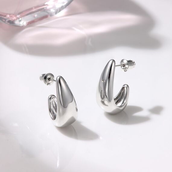 DOCHAIS Ohrringe Silber Damen | 14K Vergoldete Huggie Creolen 925 Sterling Silber Stecker, Hypoallergene Tropfen Ohrringe, Wasserfeste Klein Offen Creolen Silber Statement Schmuck Geschenke Frauen