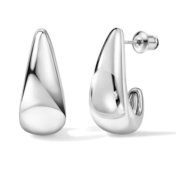 DOCHAIS Ohrringe Silber Damen | 14K Vergoldete Huggie Creolen 925 Sterling Silber Stecker, Hypoallergene Tropfen Ohrringe, Wasserfeste Klein Offen Creolen Silber Statement Schmuck Geschenke Frauen