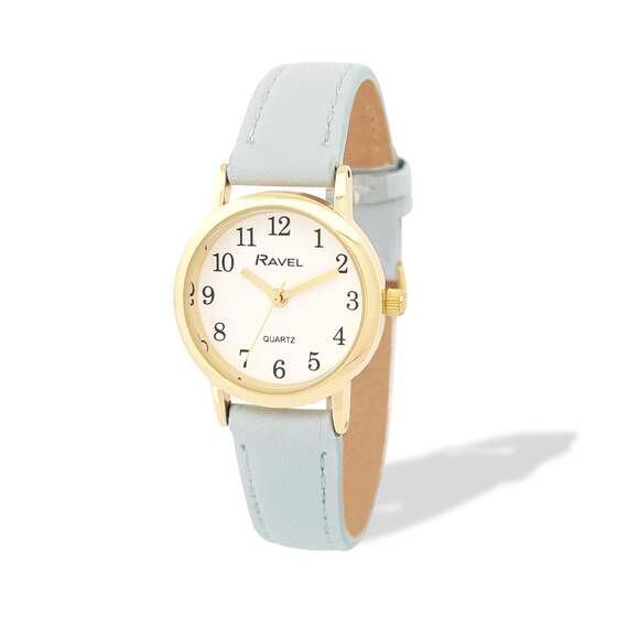Ravel - Pastellfarbene Alltagsuhr für Damen (27 mm Gehäuse) - Analoges Quarzwerk - R0137.26.2 - Blau/Goldton