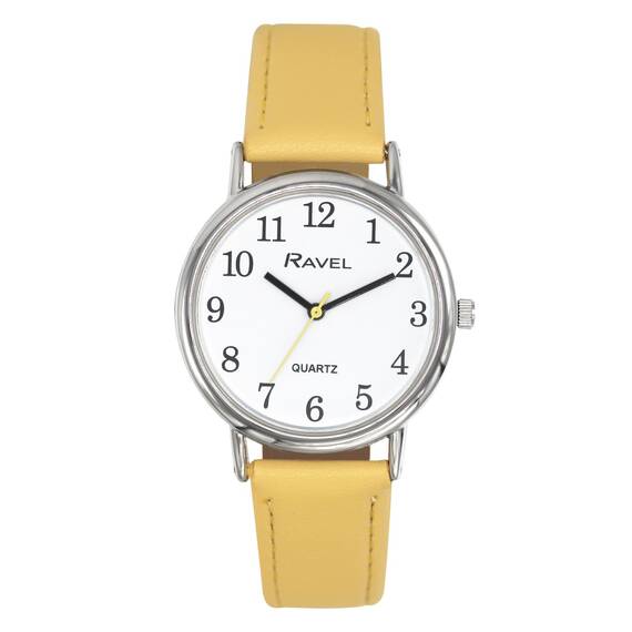 Ravel - Pastellfarbene Alltagsuhr für Damen (36 mm Gehäuse) - Analoges Quarzwerk - R0137.09.1 - Zitrone/Silberton