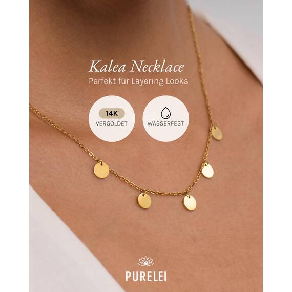 Purelei Kalea Kette Damen (Gold) – Halskette Damen aus langlebigem Edelstahl – Wasserfeste Kette mit Anhänger – 40-45 cm Länge verstellbar – Halskette für deinen individuellen Look