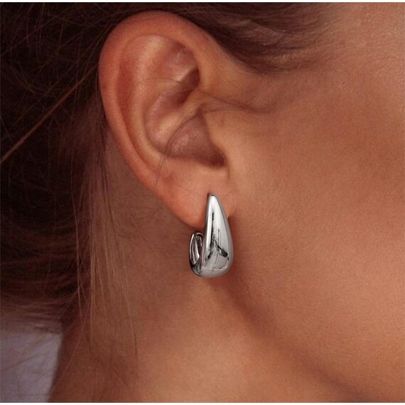 DOCHAIS Ohrringe Silber Damen | 14K Vergoldete Huggie Creolen 925 Sterling Silber Stecker, Hypoallergene Tropfen Ohrringe, Wasserfeste Klein Offen Creolen Silber Statement Schmuck Geschenke Frauen