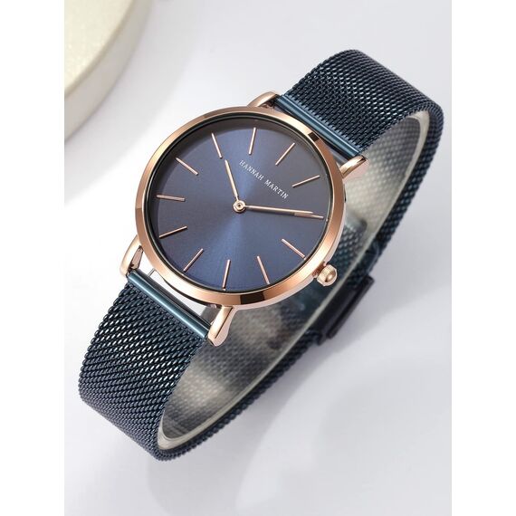 HANNAH MARTIN Damen Uhren Analog Quarz Edelstahl Wasserdicht Mesh Ultradünne