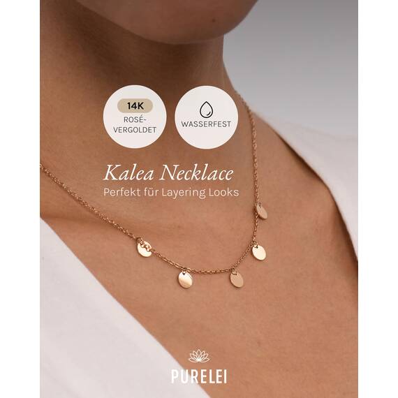 Purelei Kalea Kette Damen (Roségold) – Halskette Damen aus langlebigem Edelstahl – Wasserfeste Kette mit Anhänger – 40-45 cm Länge verstellbar – Halskette für deinen individuellen Look