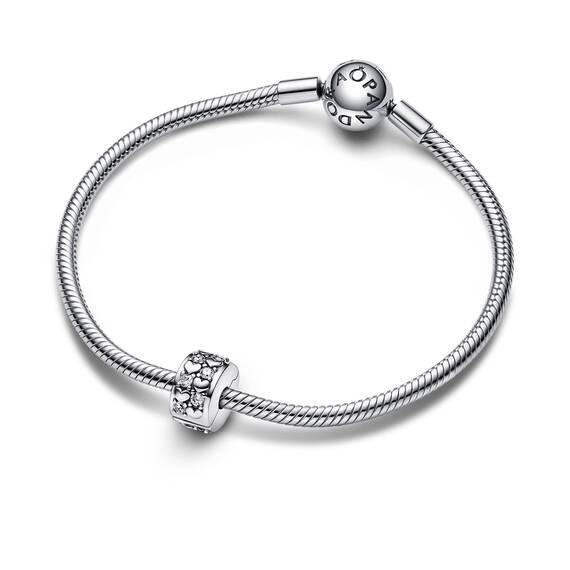 PANDORA Unendlichkeit Herzen Funkelnder Clip-Charm aus Sterling Silber mit Zirkonia - Kompatibel mit PANDORA Moments Armbänder