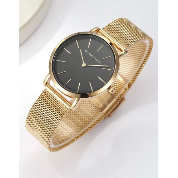 HANNAH MARTIN Damen Uhren Analog Quarz Edelstahl Wasserdicht Mesh Ultradünne