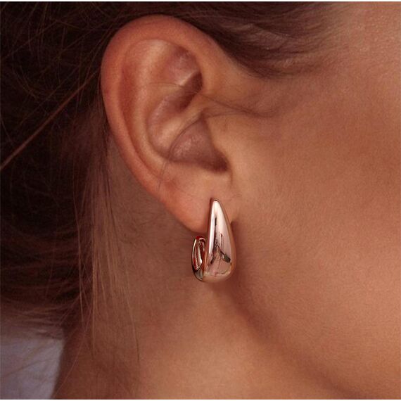 DOCHAIS Rosegold Damen Ohrringe | 14K Vergoldete Huggie Creolen, 925 Sterling Silber Stecker, Hypoallergene Tropfen, Wasserfeste Klein Offen Creolen Statement Schmuck Geschenke Frauen