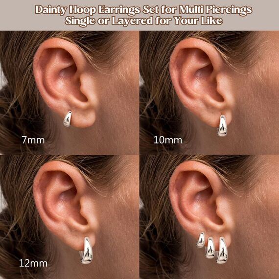 Chriscoco 3 Paare Creolen Weißgold für Damen Ohringe Gold Set Hypoallergen Silber Ohrringe Creolen Klein