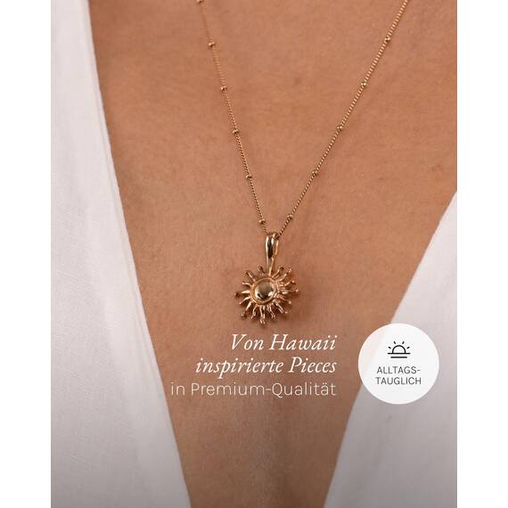Purelei Sun Kette Damen (Roségold) – Halskette Damen aus langlebigem Edelstahl – Wasserfeste Kette mit Anhänger – 50-55 cm Länge verstellbar – Halskette für deinen individuellen Look