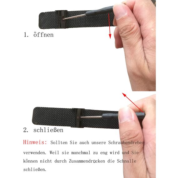 HANNAH MARTIN Damen Uhren Analog Quarz Edelstahl Wasserdicht Mesh Ultradünne (Schwarz Oberfläche ，Schwarz Armband 2)
