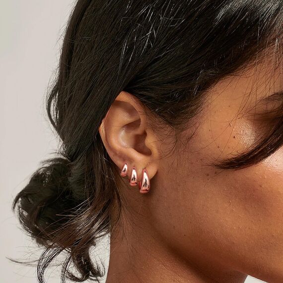 Chriscoco 3 Paare Creolen Roségold für Damen Ohrringe Gold Set Hypoallergen Goldene Ohrringe Creolen Klein