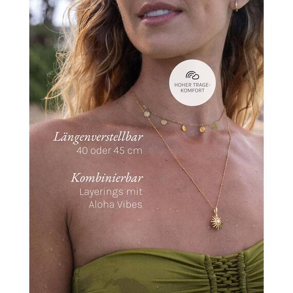 Purelei Kalea Kette Damen (Gold) – Halskette Damen aus langlebigem Edelstahl – Wasserfeste Kette mit Anhänger – 40-45 cm Länge verstellbar – Halskette für deinen individuellen Look