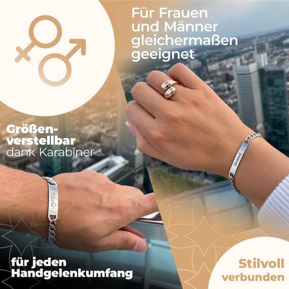 Gravurtastisch Partner armbänder mit Gravur – Personalisiertes Armband für Paare | Hochwertiger Edelstahl – Geschenk für Sie & Ihn | Liebevolles Pärchenarmband handmade in Deutschland