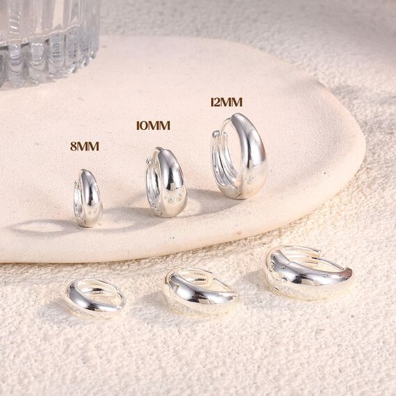 Chriscoco 3 Paare Creolen Weißgold für Damen Ohringe Gold Set Hypoallergen Silber Ohrringe Creolen Klein