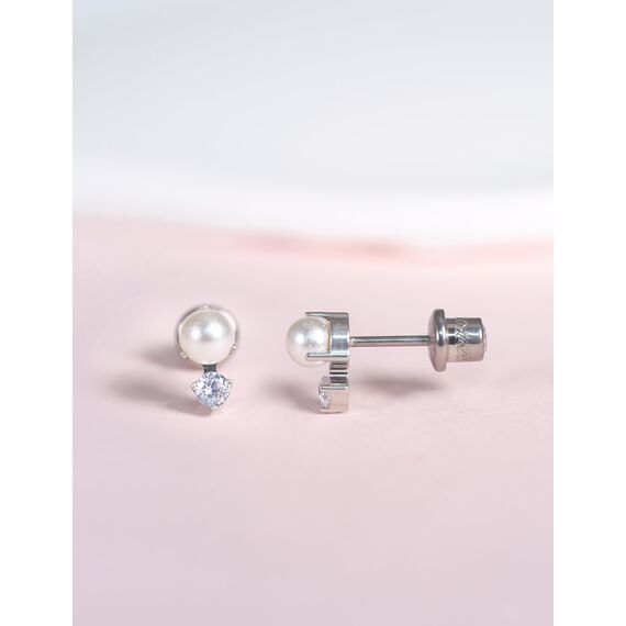 Limerencia Medizinische Titan Ohrringe, G23 Hypoallergen Gesundheitsstecker Ohrstecker mit Schraubverschluss, Nickelfreie Ohrringe für Damen, Mädchen und Kinder (CZ + Pearl)