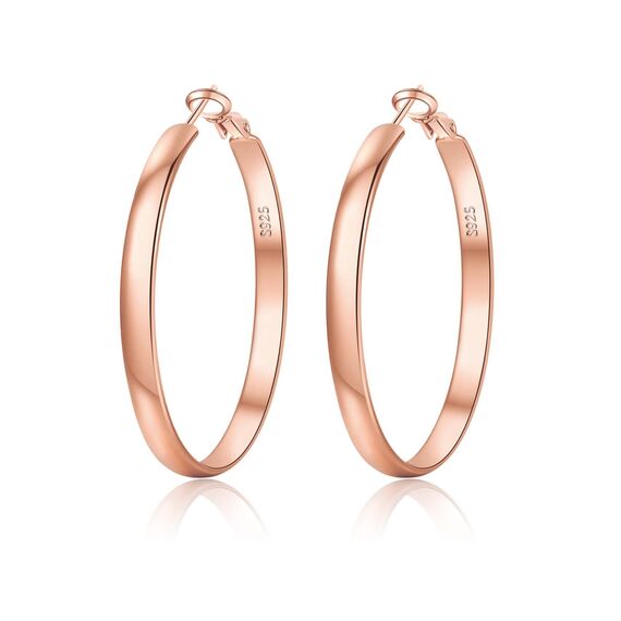 EXGOX Creolen Silber 925 für Damen 5mm Breite Groß Hypoallergene 14K Vergoldete Ohrringe Gold 30/40/50/60/70mm