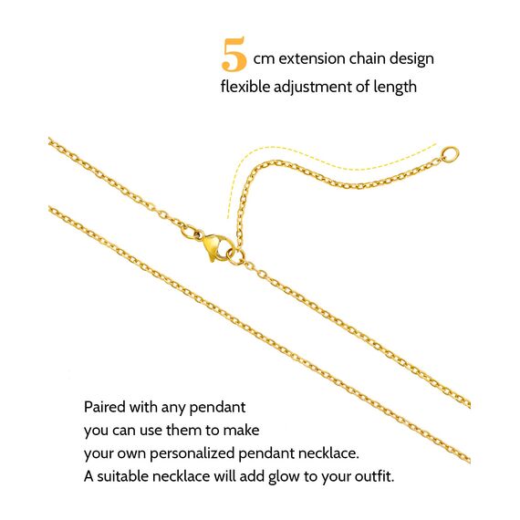 OSTAN Goldkette Damen Ohne Anhänger Gold Ankerkette Kette Gold Halskette Vergoldet Breite 1,4mm Verlängerte 50cm 55cm dünne Feine Glod kette Lang