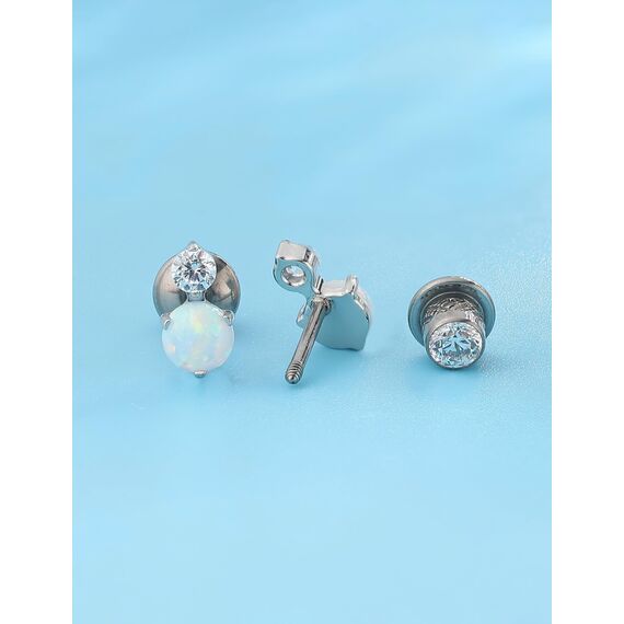Limerencia Medizinische Titan Ohrringe, G23 Hypoallergen Gesundheitsstecker Ohrstecker mit Schraubverschluss, Nickelfreie Ohrringe für Damen, Mädchen und Kinder (CZ + White Opal)