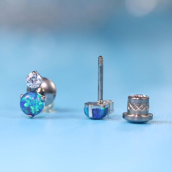Limerencia Medizinische Titan Ohrringe, G23 Hypoallergen Gesundheitsstecker Ohrstecker mit Schraubverschluss, Nickelfreie Ohrringe für Damen, Mädchen und Kinder (CZ + Green Opal)