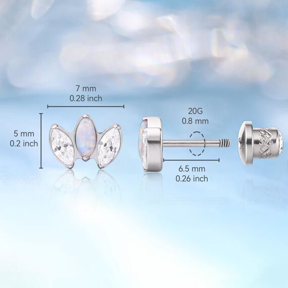 Limerencia Medizinische Titan Ohrringe, G23 Hypoallergen Gesundheitsstecker Ohrstecker mit Schraubverschluss, Nickelfreie Ohrringe für Damen, Mädchen und Kinder (CZ + Opal Crown)